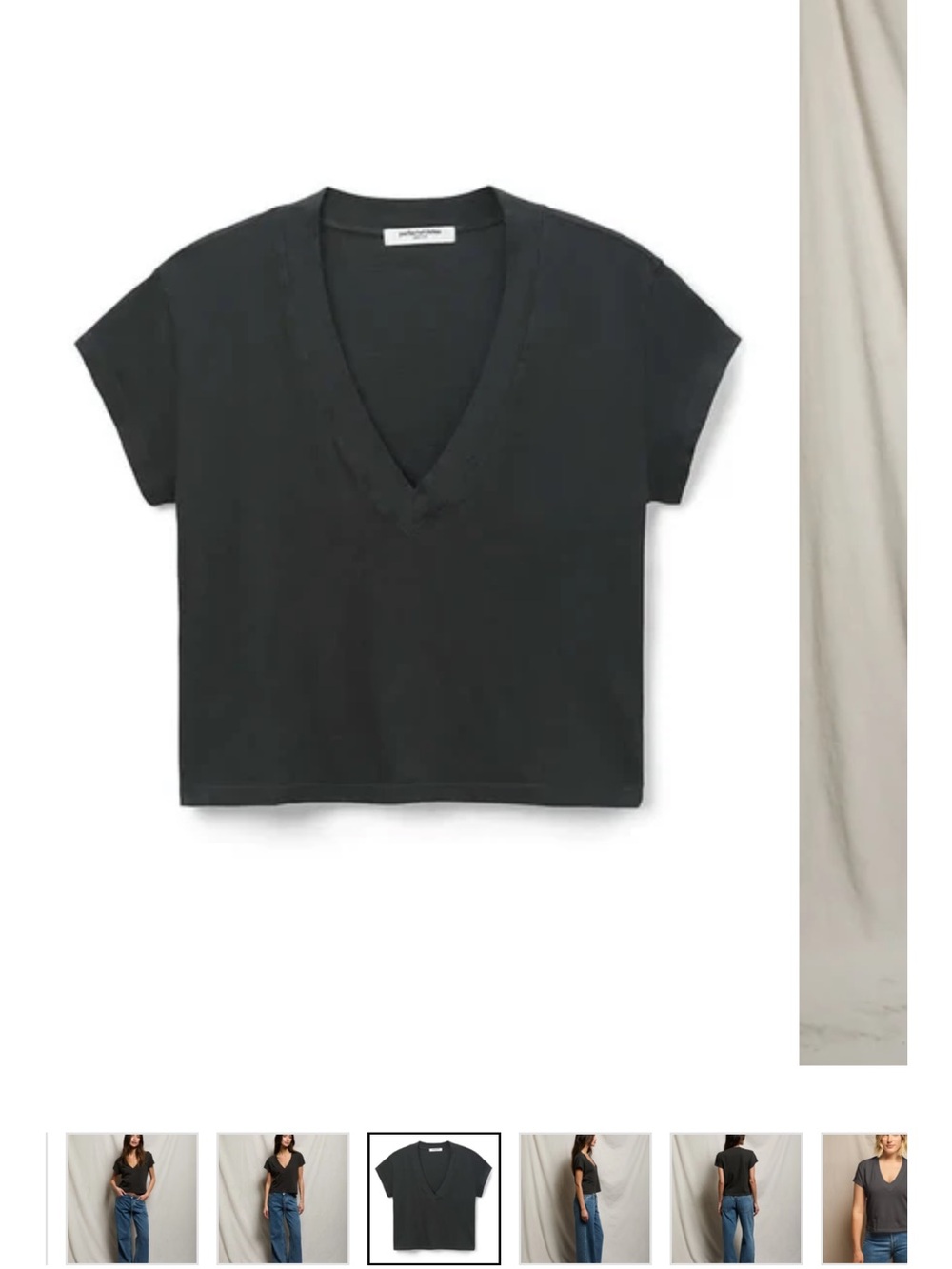 perfectwhitetee Vintage Black Alanis V-Neck Short Sleeve Tee